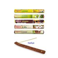 5 Paket 20 Çubuklu Tütsü Lemon - Amber - Lilly- Jasmine - Coconut - Kayık Hediyeli