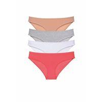 4 adet Süper Eko Set Likralı Kadın Slip Külot Ten Gri Beyaz Fuşya