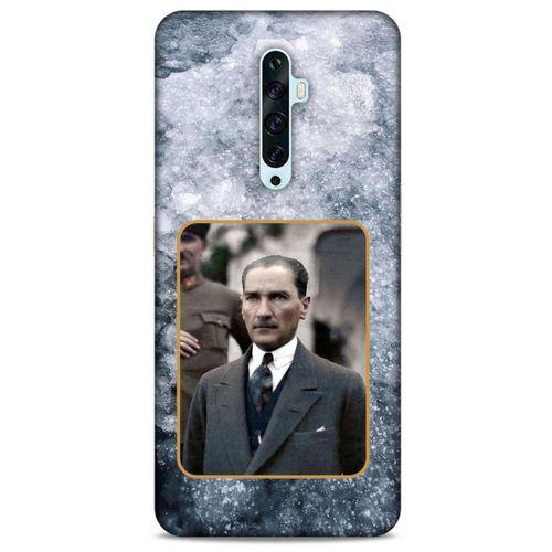 Oppo Reno 2z Kılıf Atatürk (32) Soft Silikon Kılıf Gri Buzul
