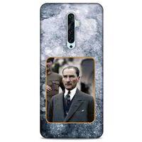 Oppo Reno 2z Kılıf Atatürk (32) Soft Silikon Kılıf Gri Buzul