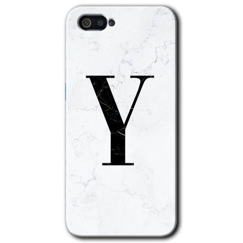 Realme C2 Kılıf HD Desen Baskılı Arka Kapak - Beyaz Mermer Desenli Y Harfi