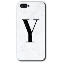 Realme C2 Kılıf HD Desen Baskılı Arka Kapak - Beyaz Mermer Desenli Y Harfi
