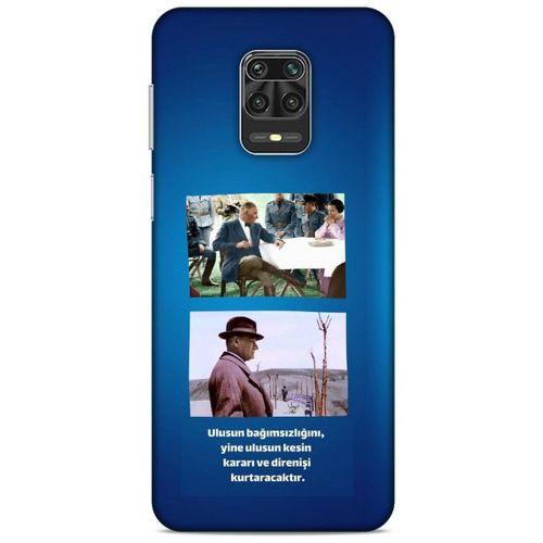 Xiaomi Redmi Note 9 Pro Kılıf Atatürk (6) Silikon Kılıf Koyu Mavi
