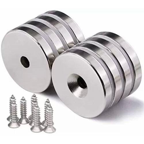 10 Adet 25x10/5x5,5 Mm Neodyum Mıknatıs H.şa Delikli Magnet Vida Atılabilir N35 Nikel Paslanmaz
