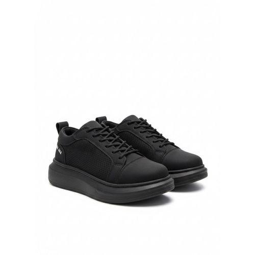 BA0548 BOA Kalın Yüksek Siyah Taban Siyah Bağcıklı Spor Erkek Ayakkabı