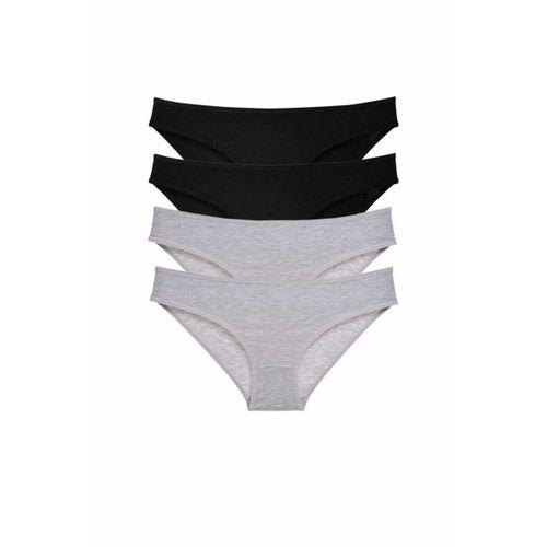 4 adet Süper Eko Set Likralı Kadın Slip Külot Siyah Gri