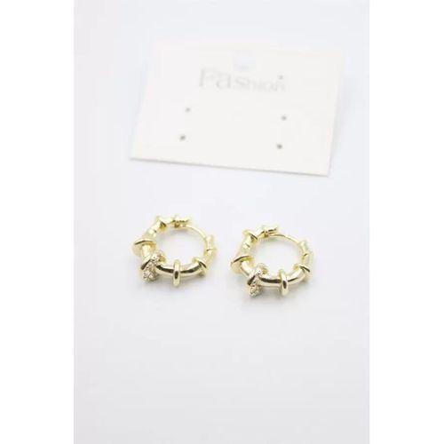 Taşlı Halka Küpe - Altın