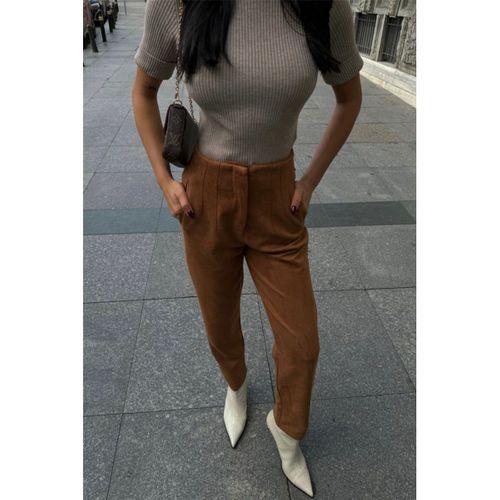 SÜET PANTOLON PENSLİ - Taba