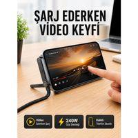 Katlanabilir Telefon Standlı 240w Type-c Hızlı Şarj Kablosu