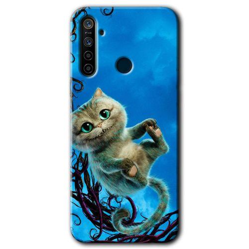 MRCİLETİSİM Realme 5i Kılıf HD Desen Baskılı Arka Kapak + Temperli Cam - Çılgın Kedi