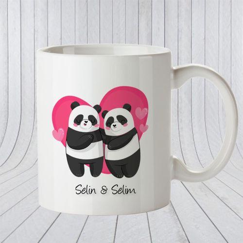Kişiye Özel Sevimli Panda Temalı Beyaz Kupa Bardak