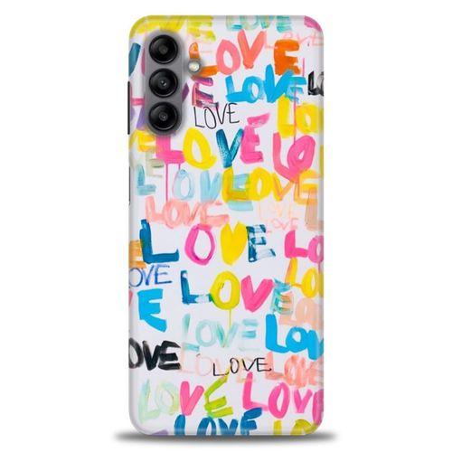 Samsung Galaxy A04S Kılıf HD Baskılı Kılıf - Renkli Love + Tam Ekran Koruyucu