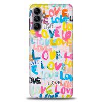 Samsung Galaxy A04S Kılıf HD Baskılı Kılıf - Renkli Love + Tam Ekran Koruyucu