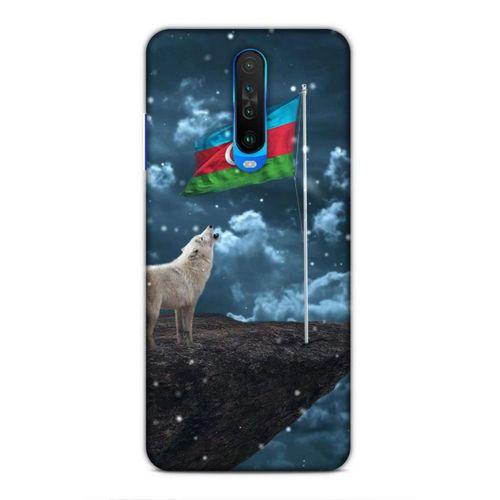 Xiaomi Redmi K30 Uyumlu Kılıf Azarbaijan (25) Antişok Kapak Kurt Bayrak