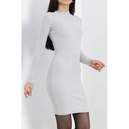 pilelistore Kaşkorse Yırtmaçsız Elbise Gri