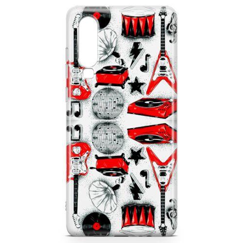 Huawei P30 Kılıf Elektro Gitar Bateri Arka Kapak Koruma Desenli Full Koruyucu