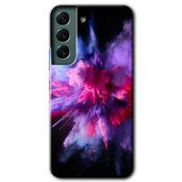 Galaxy S22 Kılıf HD Desen Baskılı Arka Kapak - Color Splash Purple + Kırılmaz Cam