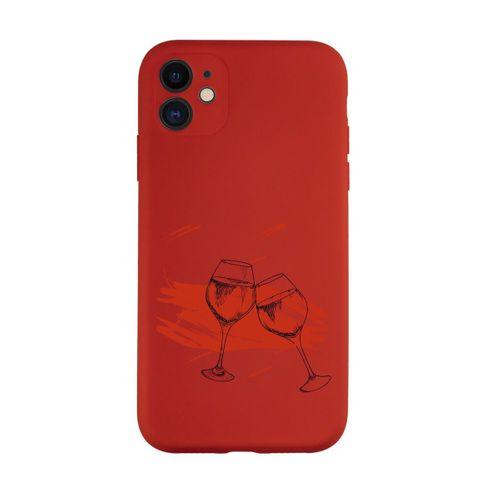 iPhone 11 Uyumlu Spilled Wine Desenli Kamera Korumalı Lansman Kılıf Premium Silikonlu