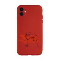 iPhone 11 Uyumlu Spilled Wine Desenli Kamera Korumalı Lansman Kılıf Premium Silikonlu