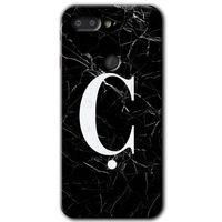 General Mobile GM 9 Pro HD Baskılı Kılıf + 9D Tam Ekran Koruyucu - Siyah Mermer Desenli Ç Harfi