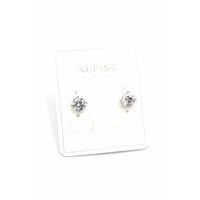 Büyük Boy Tek Taş Küpe - Gümüş