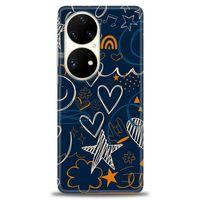Huawei P50 Pro Kılıf HD Baskılı Kılıf - Notalar ve Kalpler + Tam Ekran Koruyucu