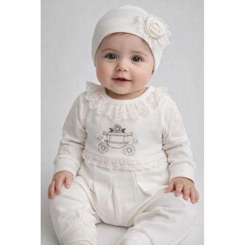 Çiçekli Araba Nakışlı Dantelli Tulum