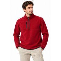 Erkek Polar Dik Yaka Yarım Fermuarlı Fermuarlı Göğüs Cepli Regular Fit Kışlık Sweatshirt - Bordo