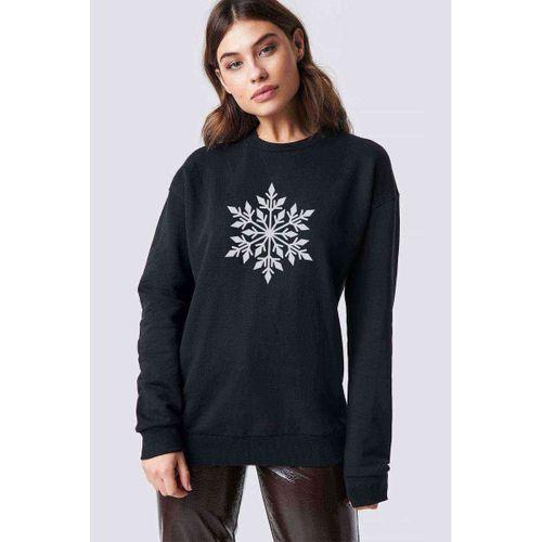 Silhouette Snowflake Baskılı Siyah Kadın Sweashirt
