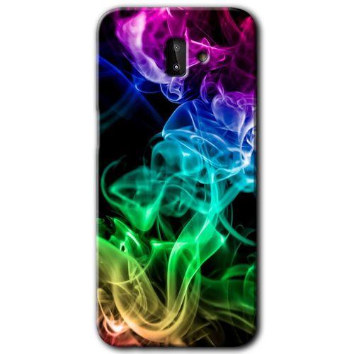 Galaxy J6 Plus Kılıf HD Desen Baskılı Arka Kapak - Smoke Colorful