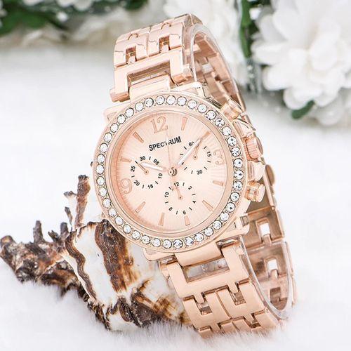 Zarif Ve Şık Özel Tasarım Zirkon Taşlı Metal Bayan Kol Saati  rose