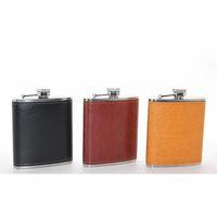 Paslanmaz Çelik Tekli 7 Oz Derili Matara  Alk2660