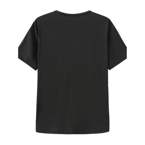 Baskılı Oversize Bisiklet Yaka T-shirt - Siyah