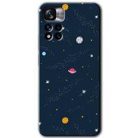 MRCİLETİSİM Xiaomi Redmi Note 11 Pro Plus 5G Kılıf HD Desen Baskılı Arka Kapak+Temperli Cam - Çizim Gezegen