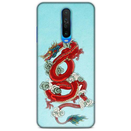 Xiaomi Redmi K30 Kılıf Dragons (22) Tam Koruma Kılıfı Ejderha Dövme Kırmızı