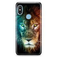 Xiaomi Redmi Note 6 Pro Kılıf Neon Aslan Arka Kapak Koruma Desenli Full Koruyucu