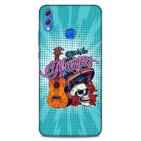 Lopard Huawei Honor 8x Uyumlu Kılıf Tattoo's (34) Slim Armor Kılıf İskelet & Gitar