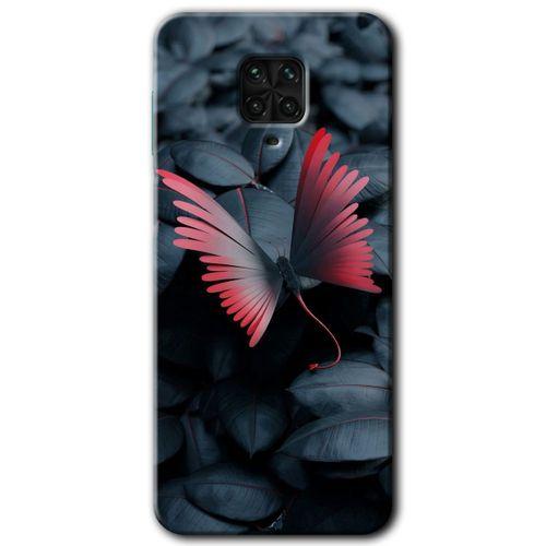 MRCİLETİSİM Xiaomi Redmi Note 9s Kılıf Baskılı Kapak - Dark Butterfly + 5D Tam Kaplayan Cam