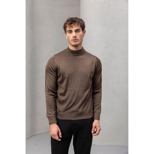 Fincher Yarım Balıkçı Regular Fit Boğazlı Erkek Kazak - Kahve