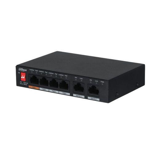 DAHUA PFS3006-4ET-60 4 PORT 10/100 + 2 PORT 10/100 UPLINK 250 METRE 60W POE METAL KASA SWITCH