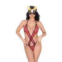 Kırmızı Lcralı Tül Bodysuit