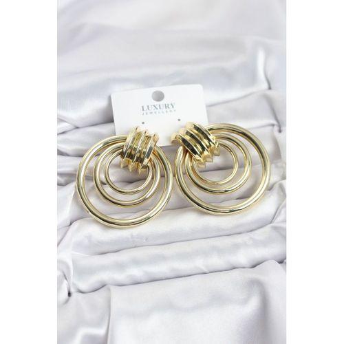 Pirinç Gold Renk Halka Model Vintage Kadın Küpe