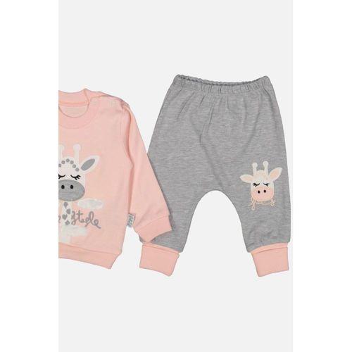 Zürafa Nakışlı % 100 Pamuk Kız Bebek Takımı