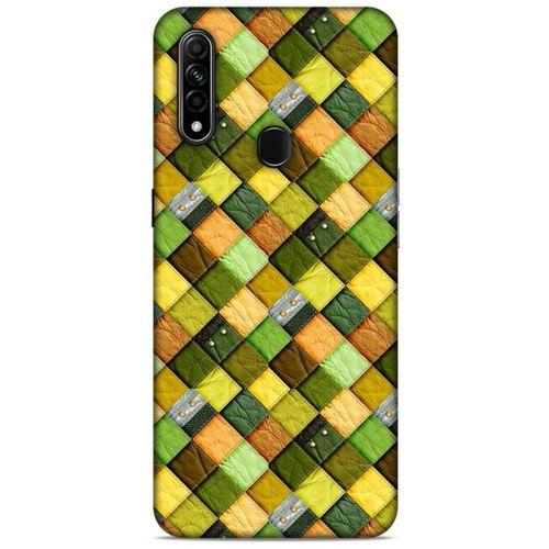 Oppo A31 Kılıf Patchwork (49) Ultra Silikon Kılıf Sarı Yeşil