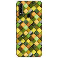 Oppo A31 Kılıf Patchwork (49) Ultra Silikon Kılıf Sarı Yeşil