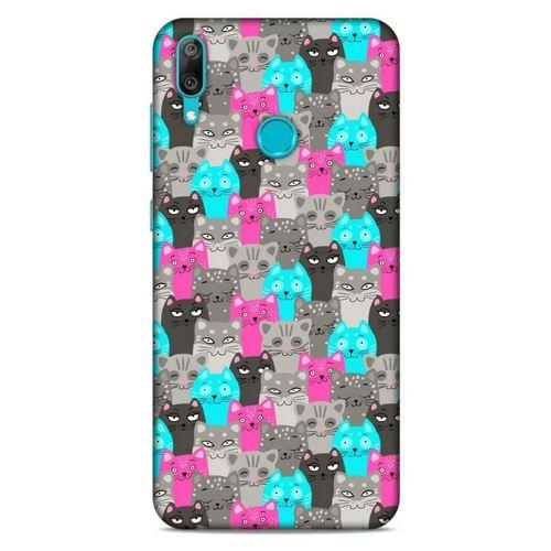 Lopard Huawei Y7 2019 Uyumlu Kılıf Kediler (7) Telefon Kılıfı Pembe Mavi Gri