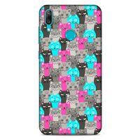 Lopard Huawei Y7 2019 Uyumlu Kılıf Kediler (7) Telefon Kılıfı Pembe Mavi Gri