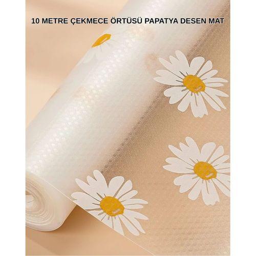 10 Metre Papatya Desenli Dolap İçi Kaymaz Koruyucu Mat