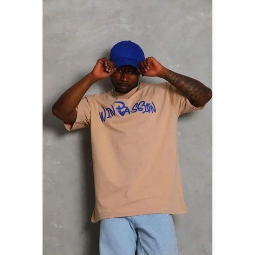 Erkek Baskılı T-Shirt Kısa Kol Bisiklet Yaka Regular Fit Rahat Kalıp Günlük Tişört - Bej