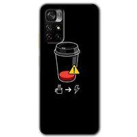 MRCİLETİSİM Xiaomi Redmi Note 11T Kılıf HD Desen Baskılı Arka Kapak + Temperli Cam - Coffee Battery